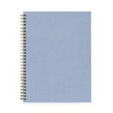 Grand cahier à reliure spirale - Tissu Bleu Cendré